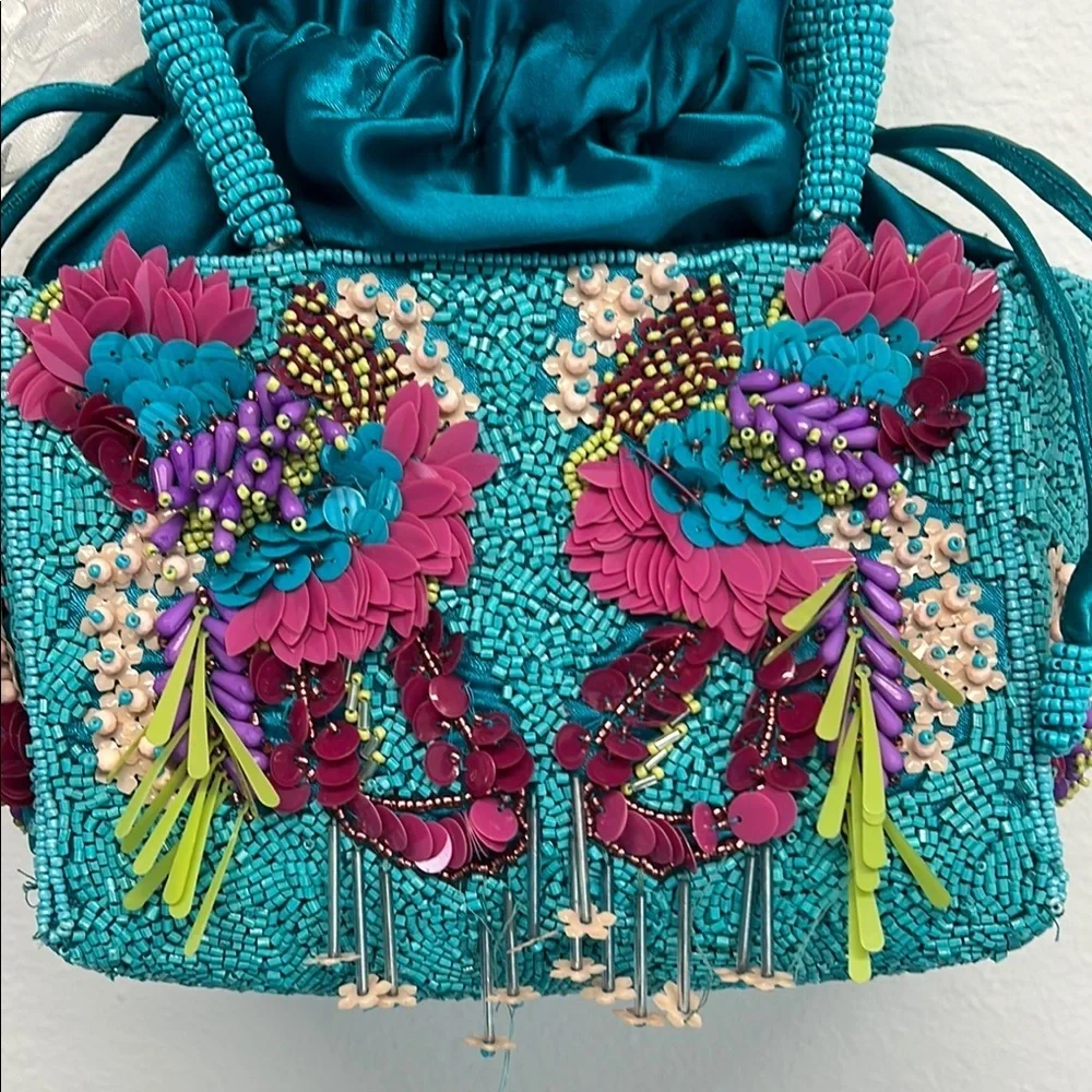 Playful Vibrant Blue & Purple Mini Beaded Bag 🩵 - Picture 3 of 11